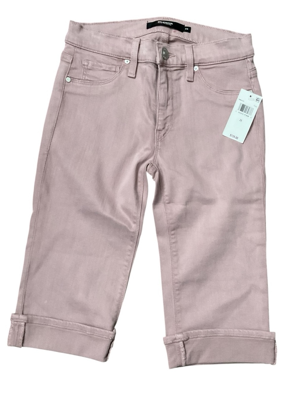 Hudson Jeans Blush Pink Cuffed Crop Denim “Amelia” Short RT $135